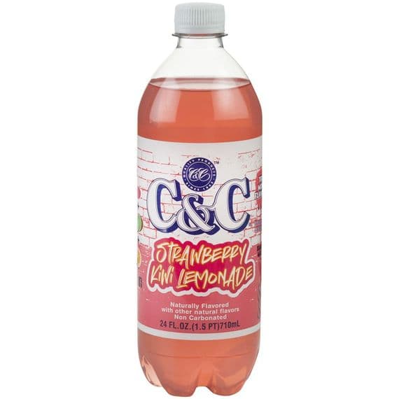 24 PACK C&C Soda Strawberry Kiwi Lemonade Bottle 710ml (USA)